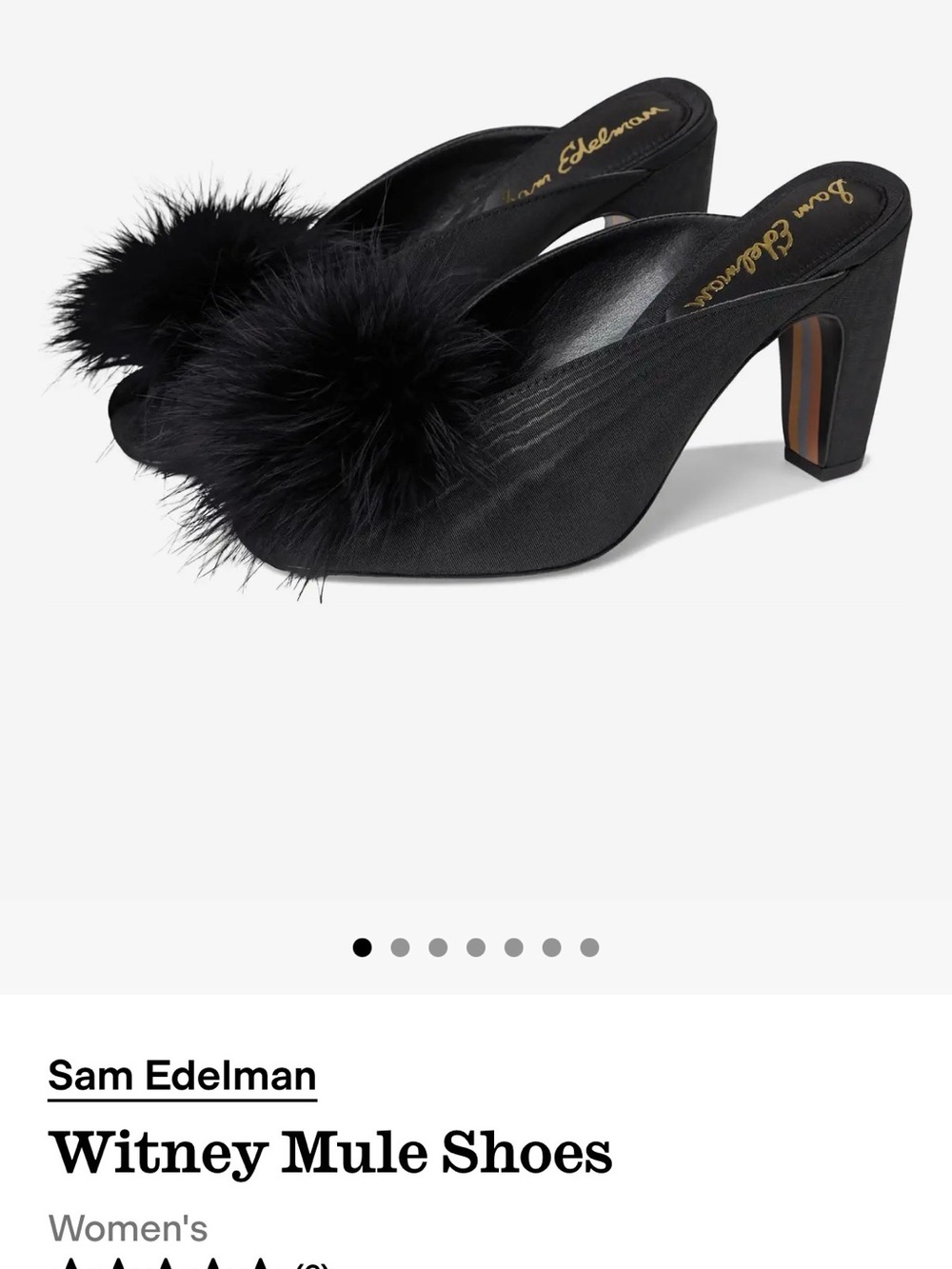 Sam Edelman Black Pom-Pom Satin Mules